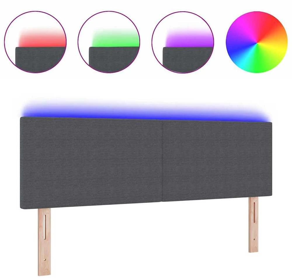LED galvūgalis Tamsiai pilka 144 cm Kordūrinis audinys