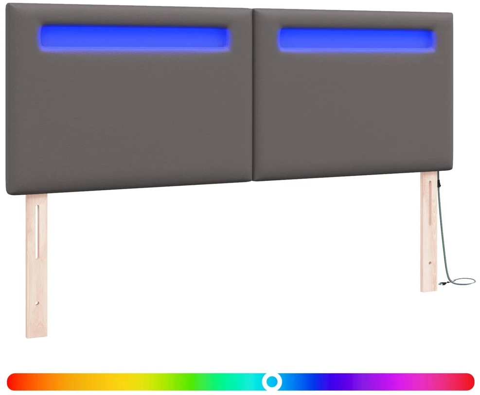 LED galvūgalis Pilka 144 cm Dirbtinė oda