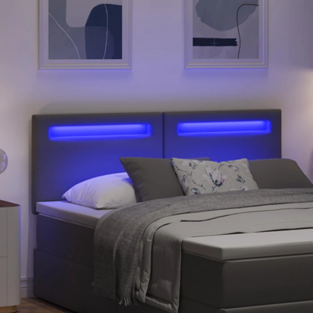 LED galvūgalis Pilka 144 cm Dirbtinė oda