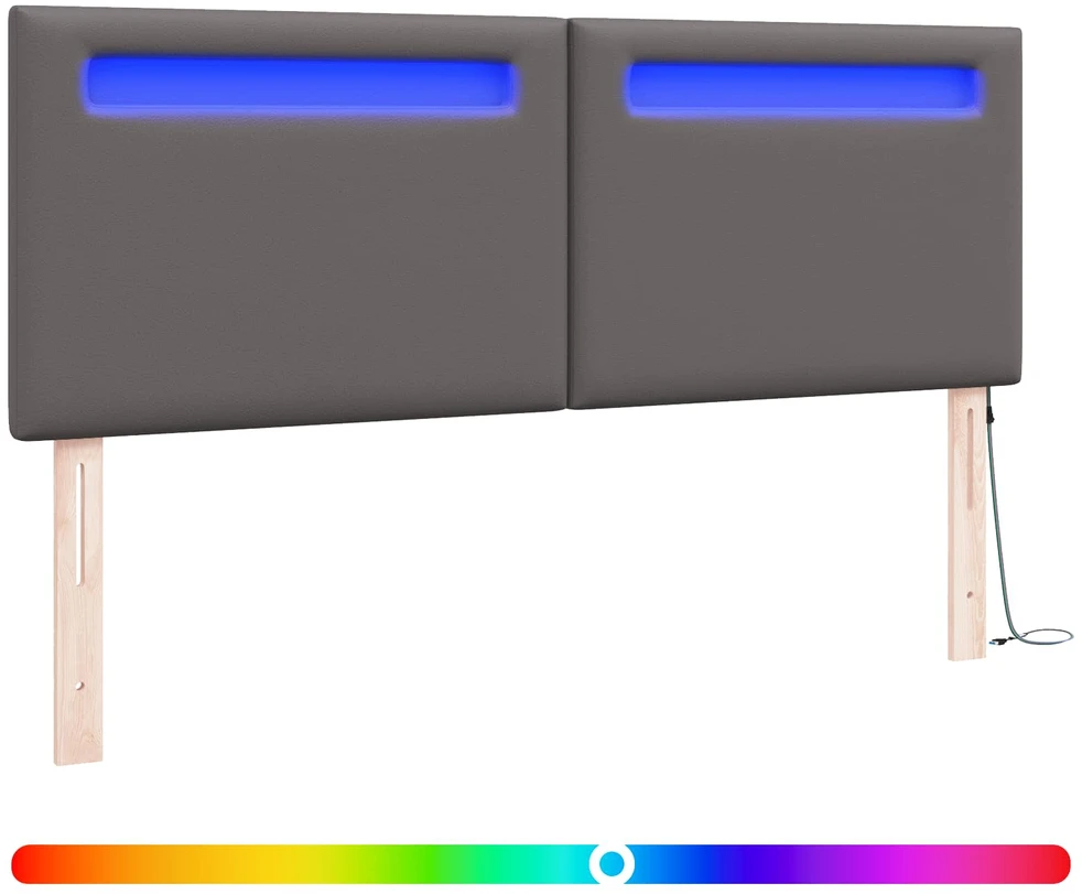 LED galvūgalis Pilka 160 cm Dirbtinė oda