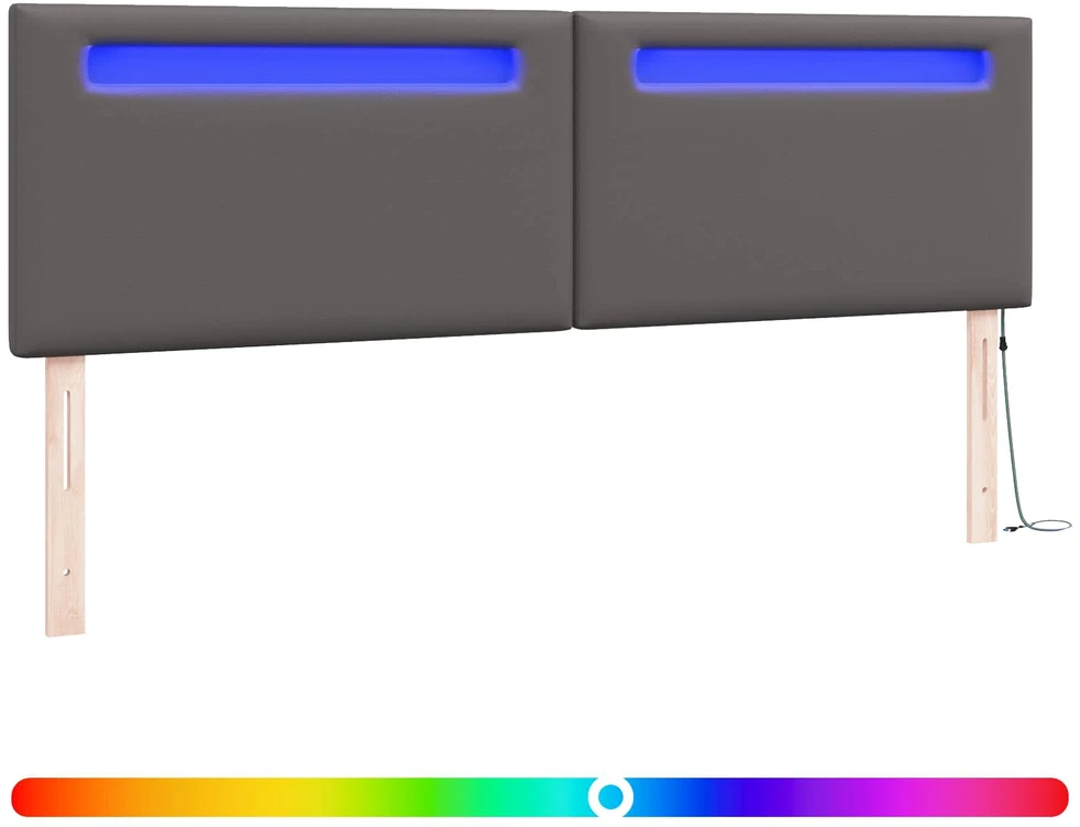 LED galvūgalis Pilka 180 cm Dirbtinė oda