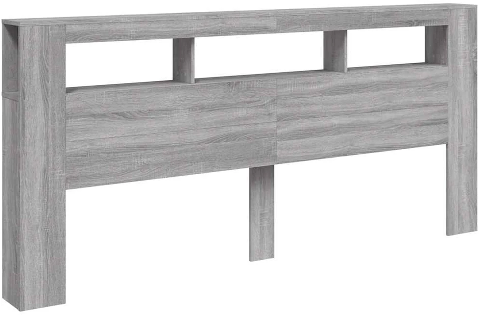LED galvūgalis, pilkas ąžuolo, 220x18,5x103,5cm, mediena