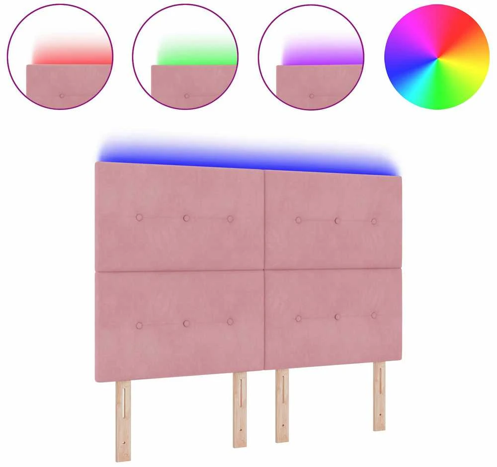 LED galvūgalis su LED juostelėmis Rožinė 144 cm Aksomas