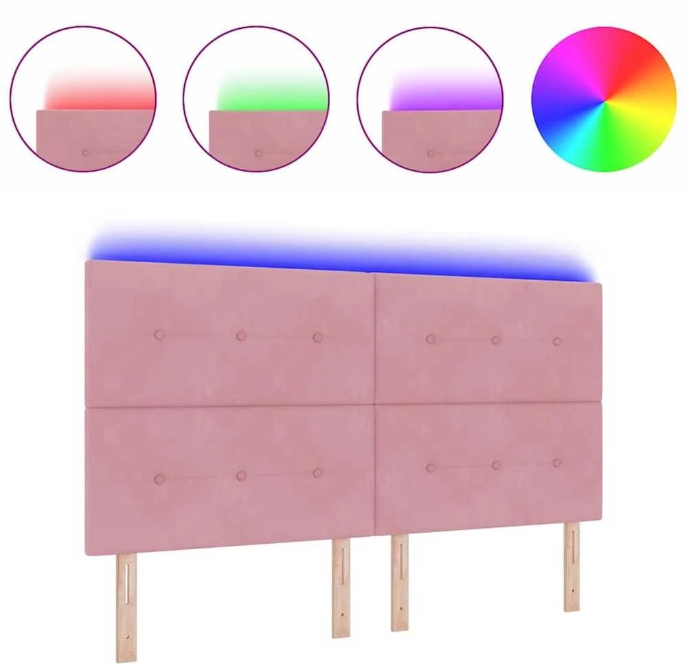 LED galvūgalis su LED juostelėmis Rožinė 180 cm Aksomas