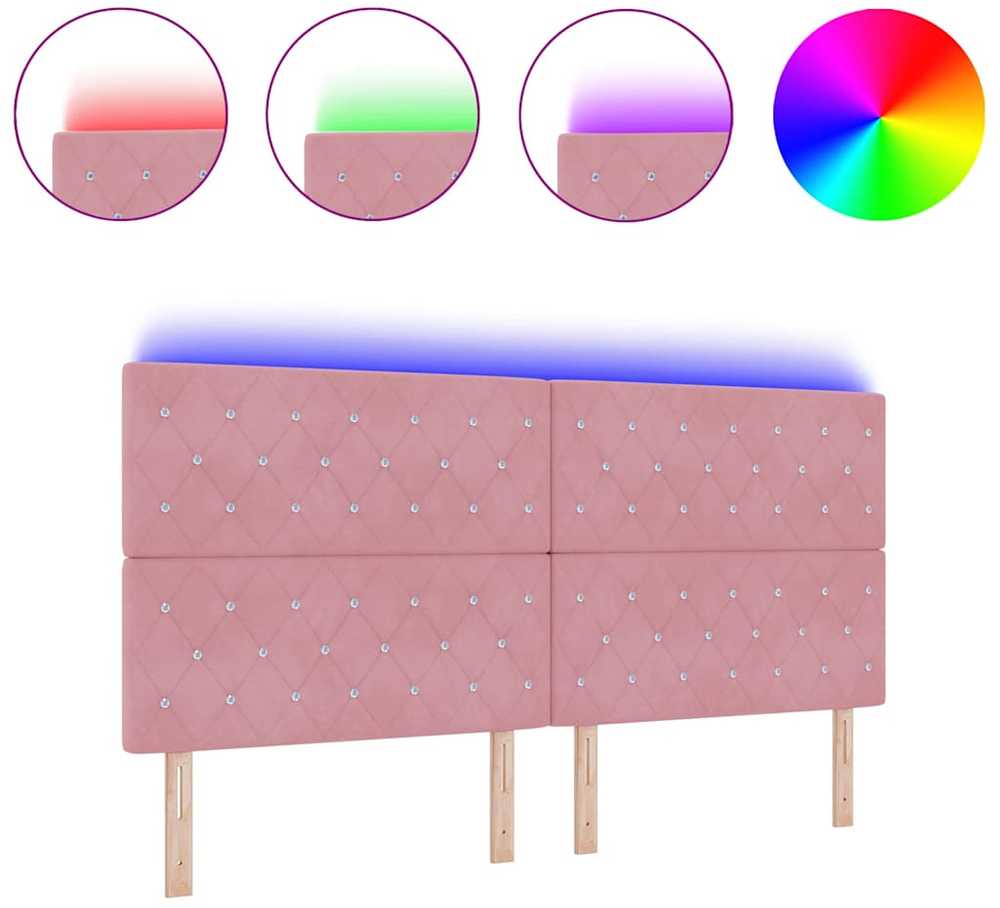 LED galvūgalis su LED juostelėmis Rožinė 200 cm Aksomas