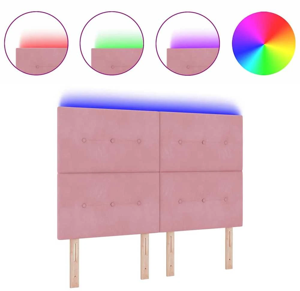 LED galvūgalis su LED juostelėmis Rožinė 160 cm Aksomas