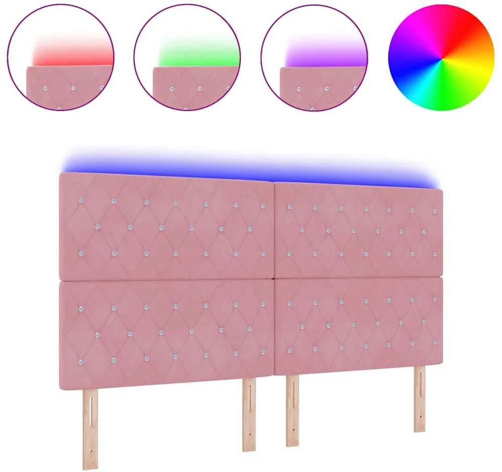LED galvūgalis su LED juostelėmis Rožinė 180 cm Aksomas