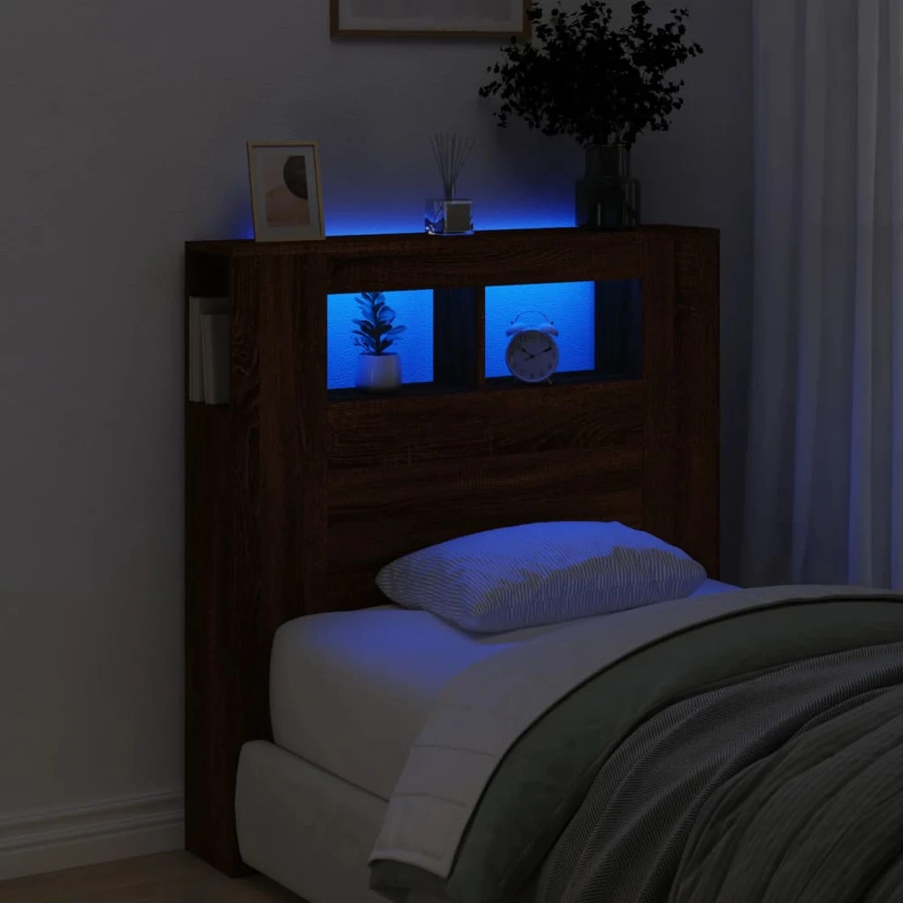 LED galvūgalis, rudas ąžuolo, 100x18,5x103,5cm, mediena