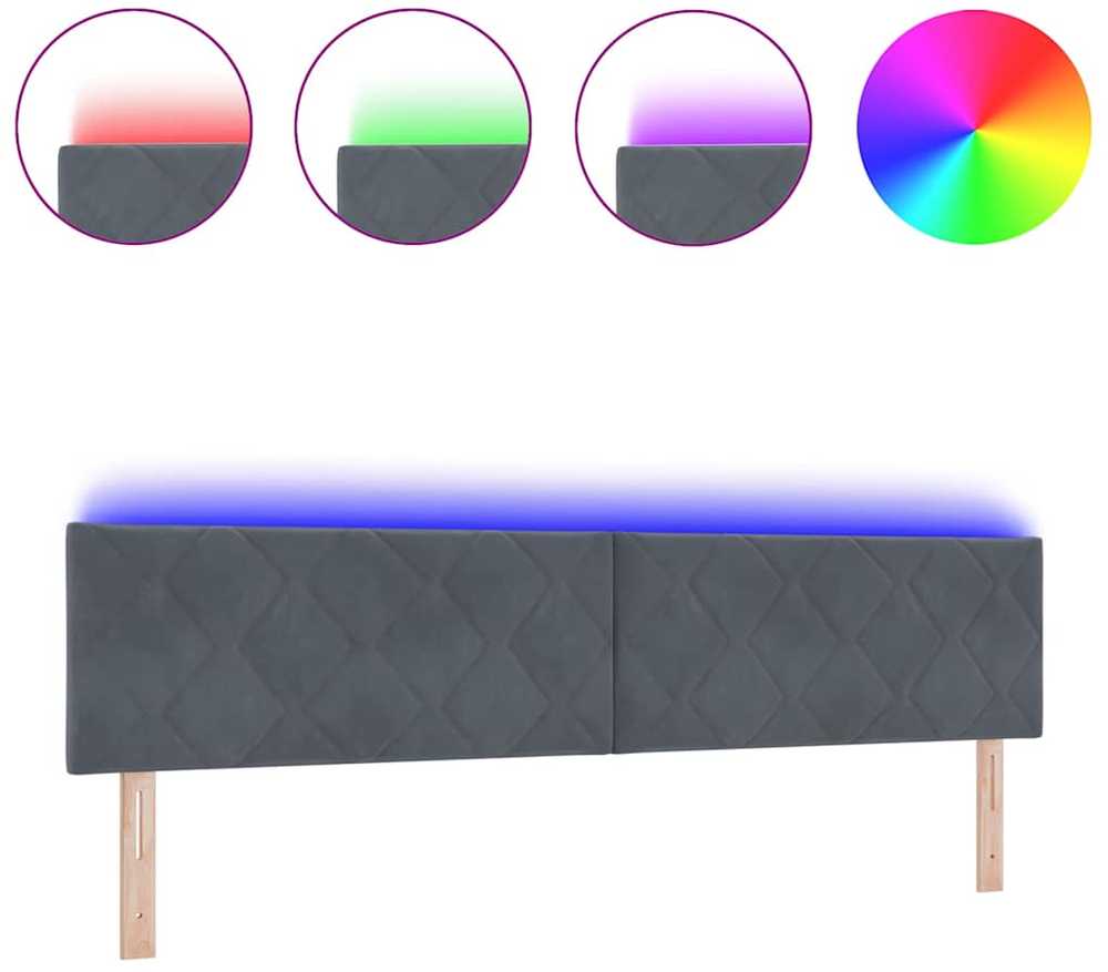 LED galvūgalis Tamsiai pilka 200 cm Aksomas