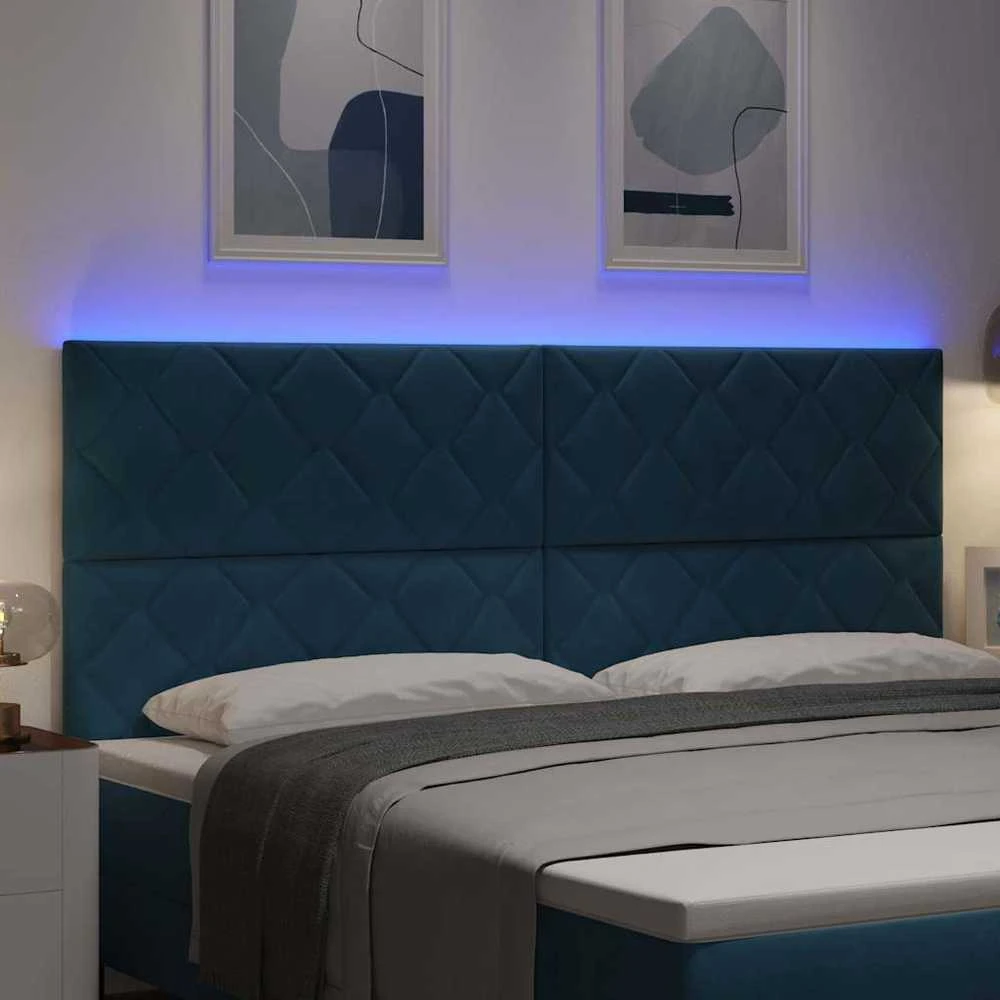 LED galvūgalis Tamsiai mėlyna 200 cm Aksomas