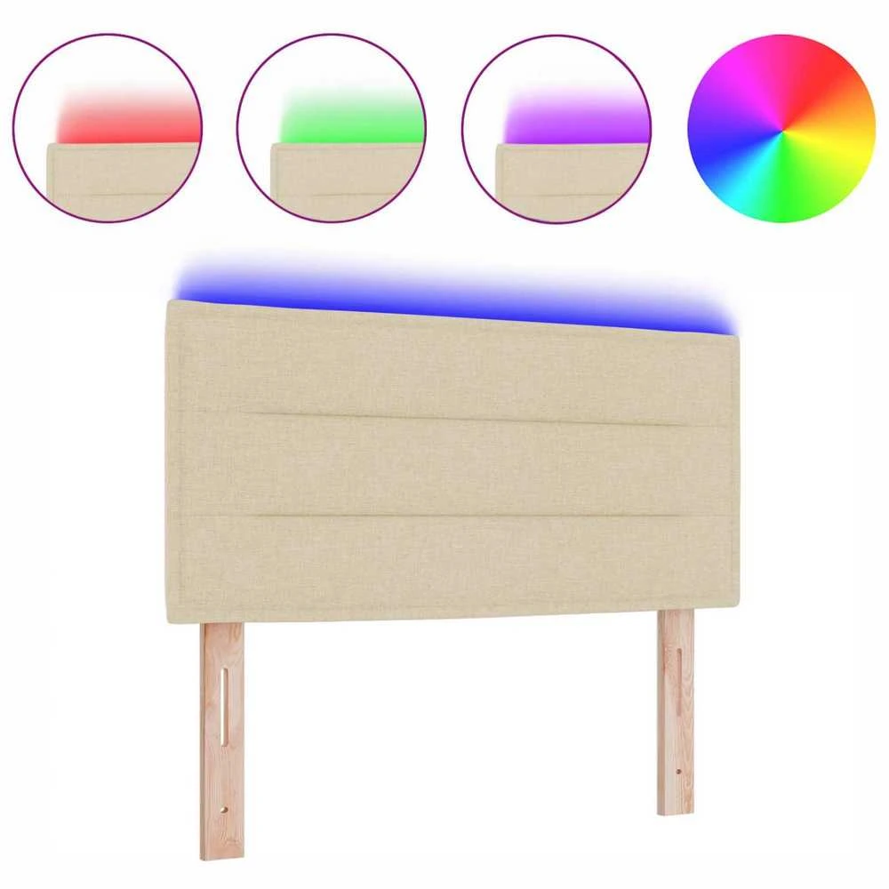 LED galvūgalis su LED juostelėmis Kreminė 80 cm audinys