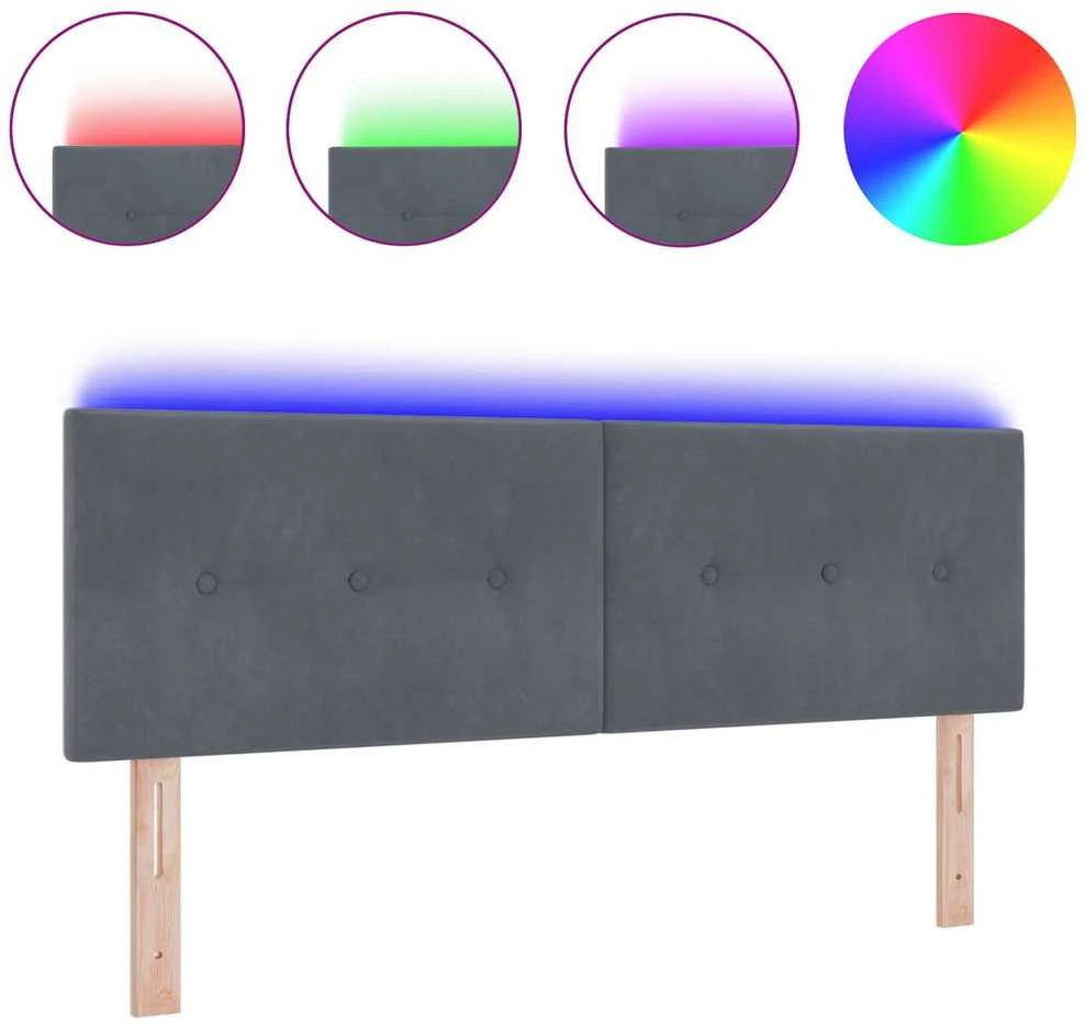 LED galvūgalis su LED juostelėmis Pilka 160 cm Aksomas