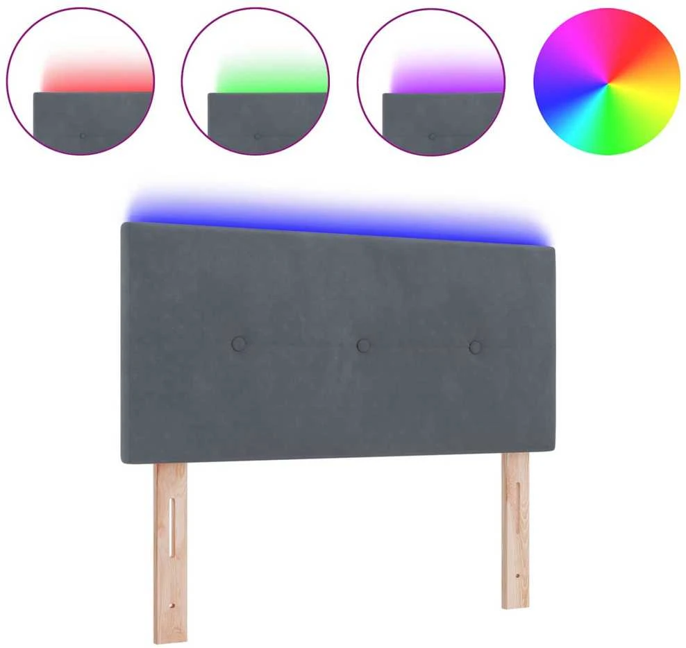 LED galvūgalis su LED juostelėmis Pilka 80 cm Aksomas