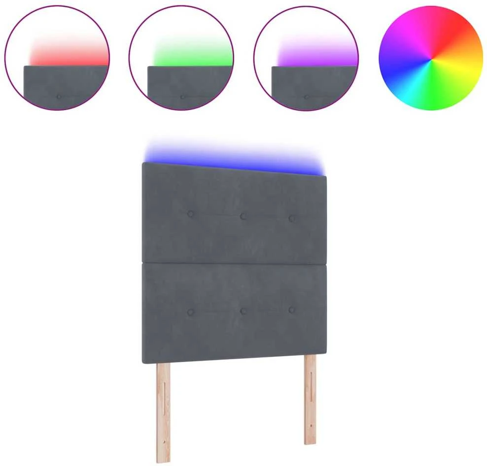 LED galvūgalis su LED juostelėmis Pilka 80 cm Aksomas