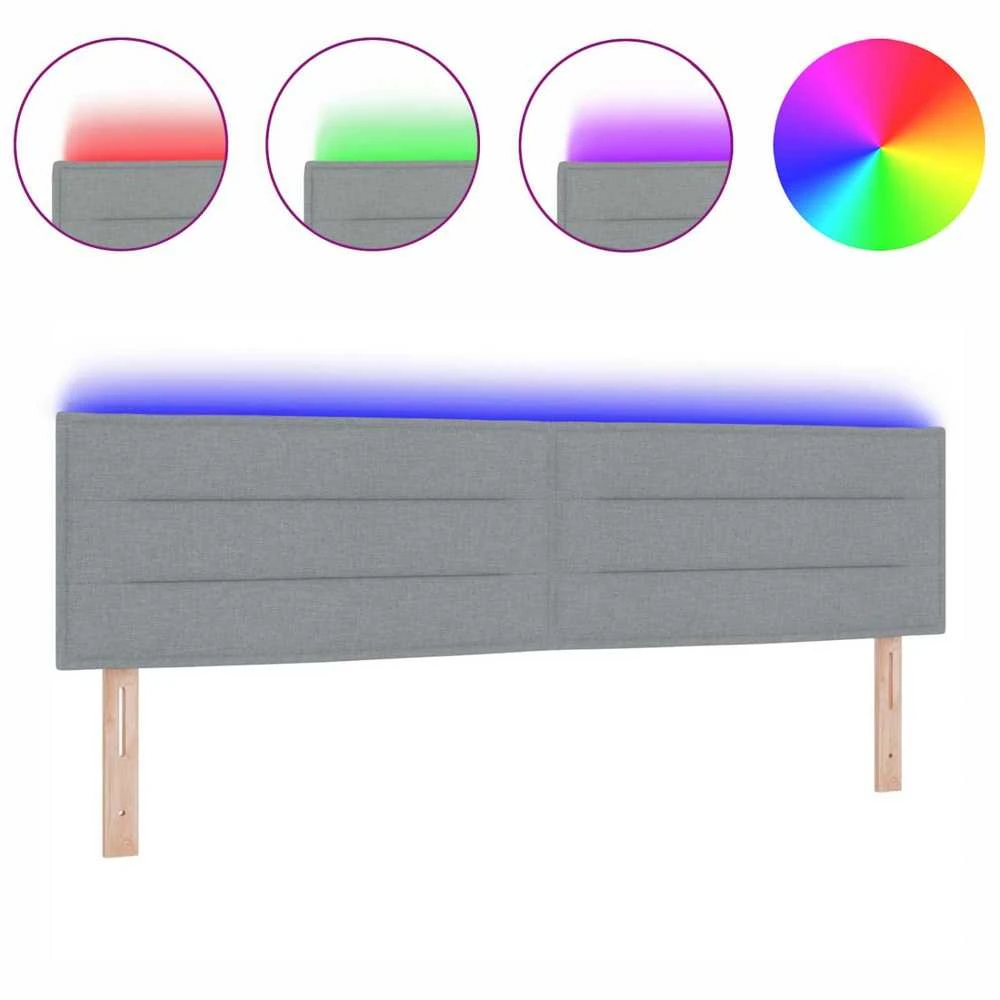 LED galvūgalis su LED juostelėmis Šviesiai pilka 180 cm audinys