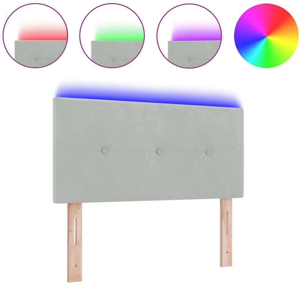 LED galvūgalis su LED juostelėmis Šviesiai pilka 80 cm Aksomas