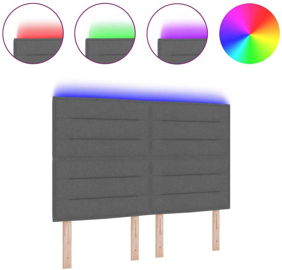 LED galvūgalis su LED juostelėmis Tamsiai pilka 160 cm audinys