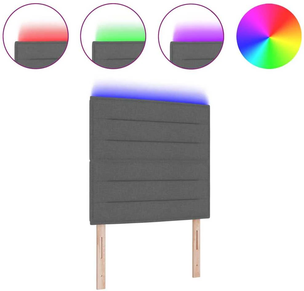 LED galvūgalis su LED juostelėmis Tamsiai pilka 80 cm audinys