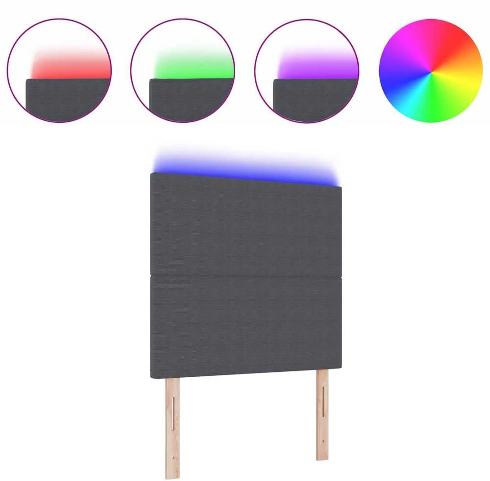 LED galvūgalis Tamsiai pilka 100 cm Kordūrinis audinys