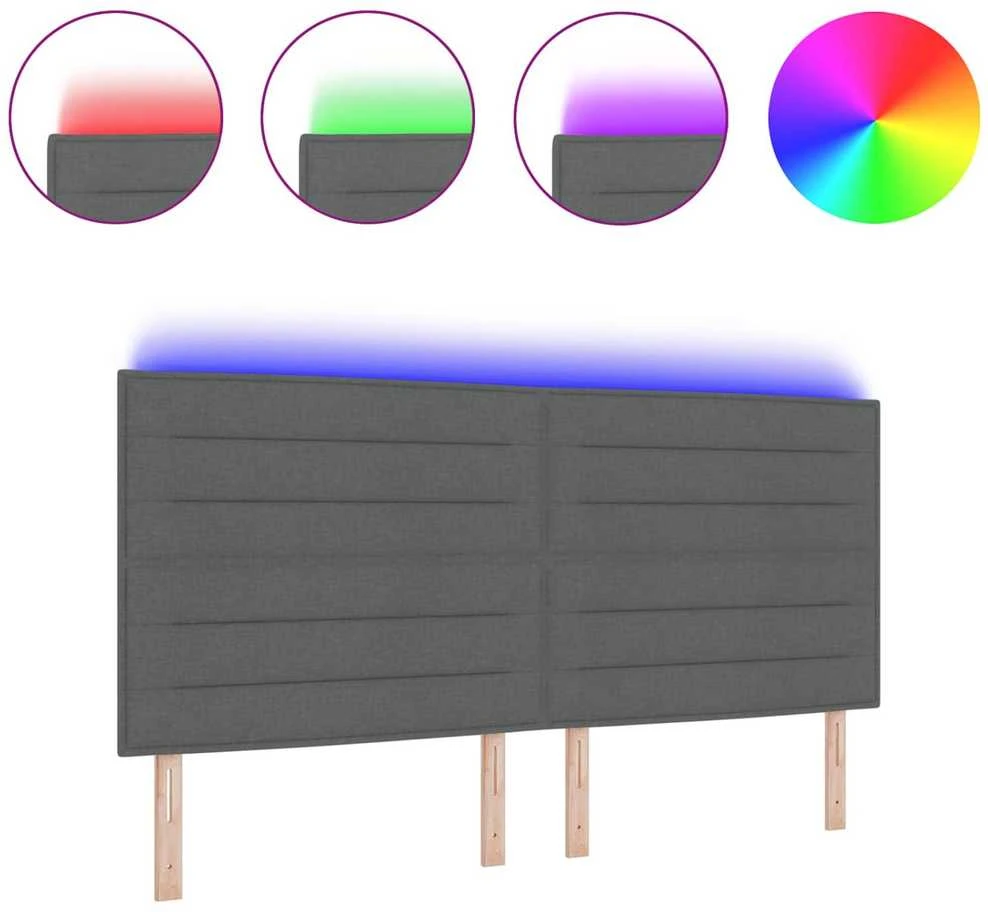 LED galvūgalis su LED juostelėmis Tamsiai pilka 200 cm audinys