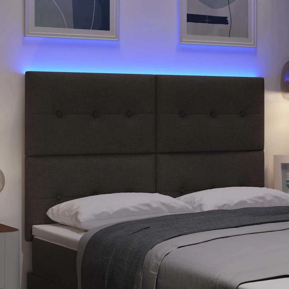 LED galvūgalis su LED juostelėmis Tamsiai rudas 160 cm audinys