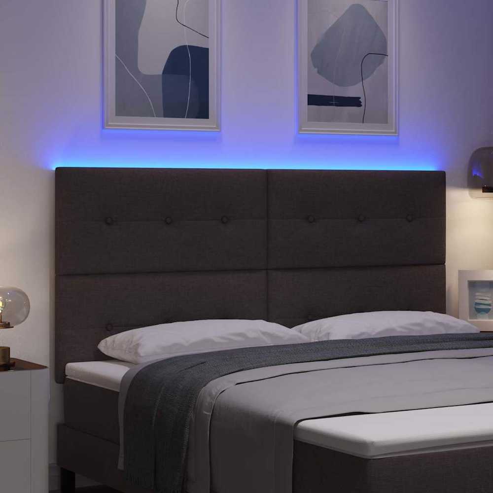 LED galvūgalis su LED juostelėmis Tamsiai rudas 180 cm audinys