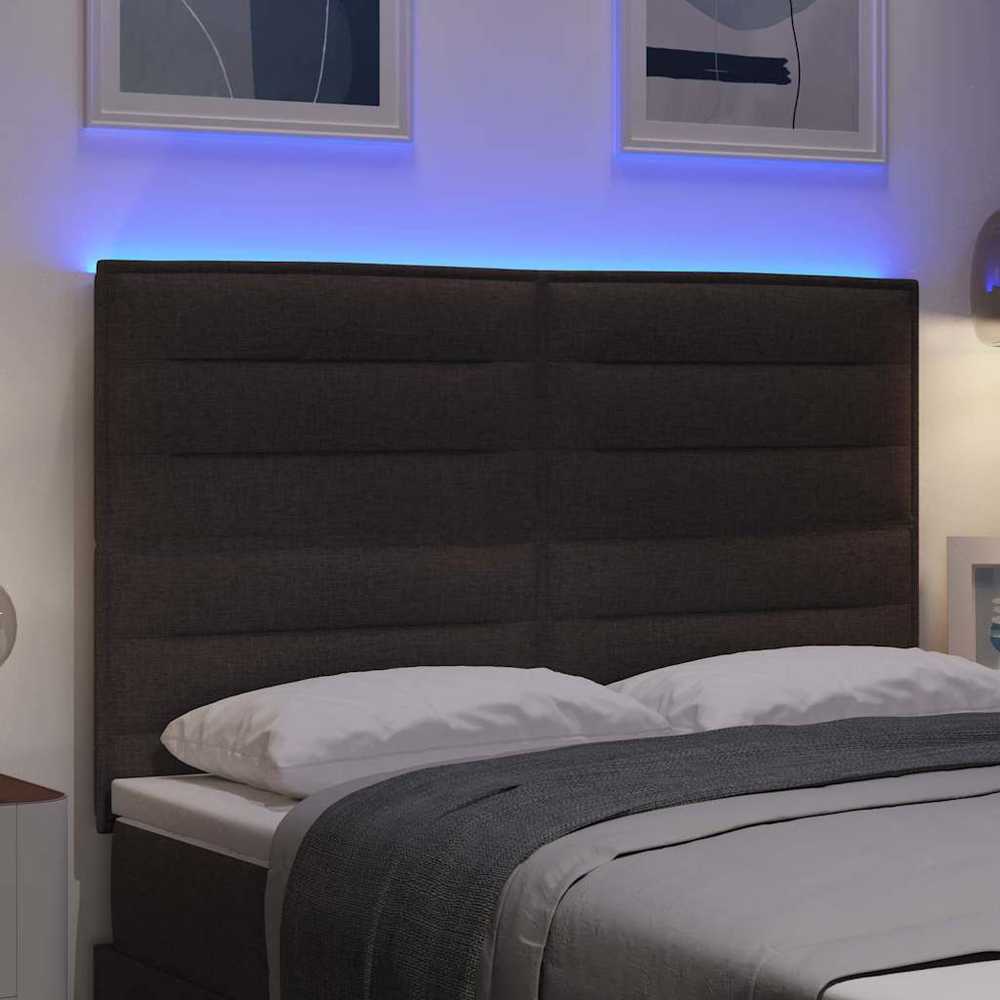 LED galvūgalis su LED juostelėmis Tamsiai rudas 160 cm audinys