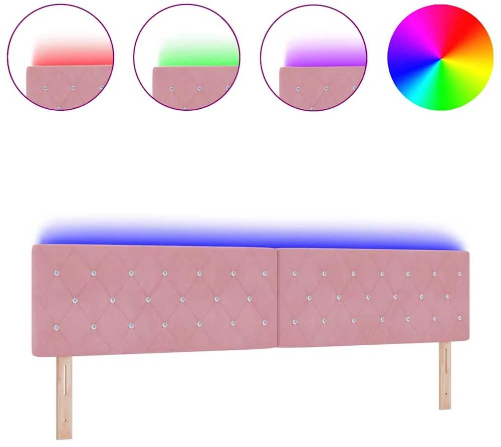 LED galvūgalis su LED juostelėmis Rožinė 200 cm Aksomas