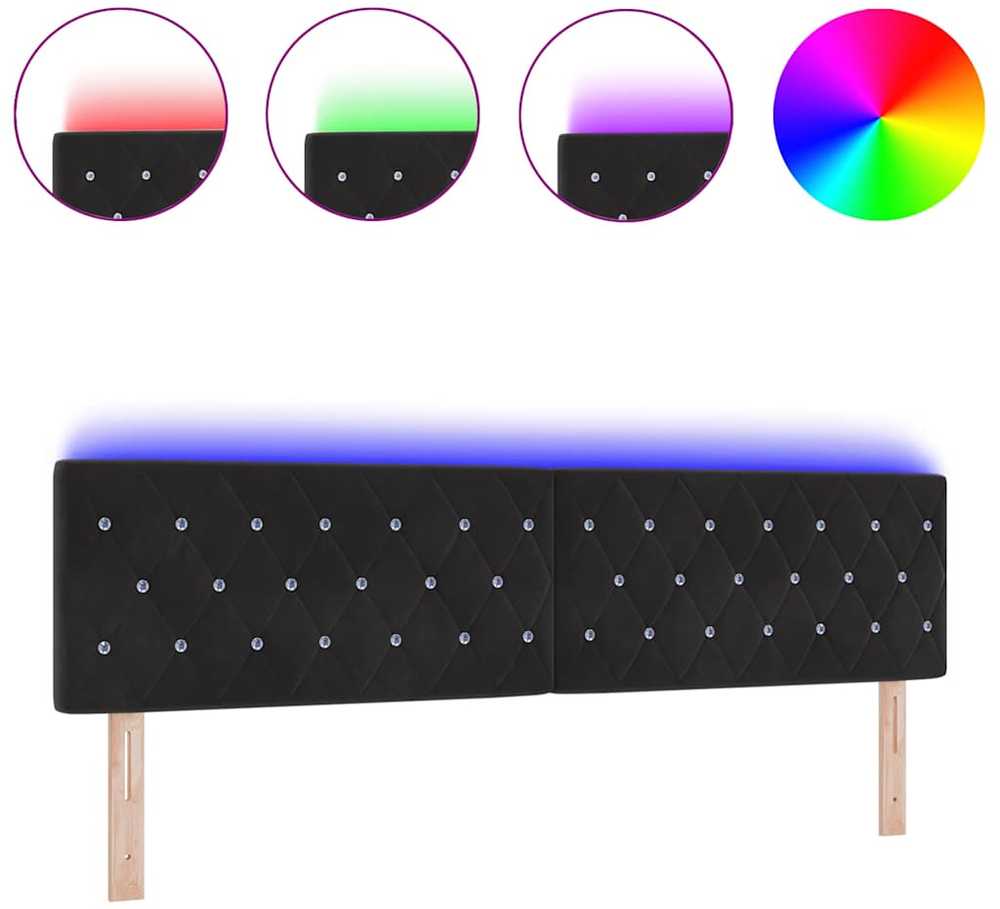 LED galvūgalis su LED juostelėmis Juodas 180 cm Aksomas