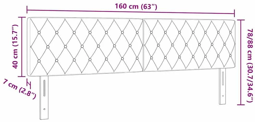 LED galvūgalis su LED juostelėmis Tamsiai pilka 160 cm Aksomas