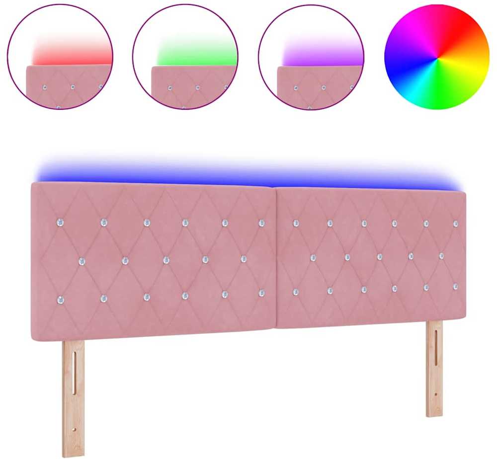 LED galvūgalis su LED juostelėmis Rožinė 160 cm Aksomas