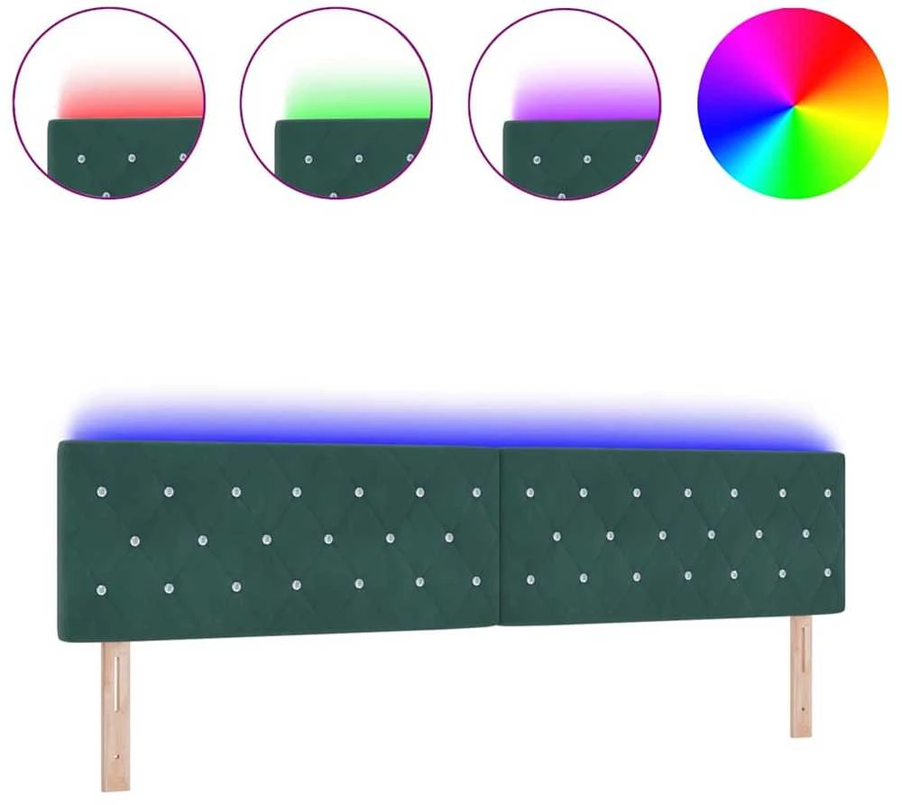 LED galvūgalis su LED juostelėmis Tamsiai žalia 200 cm Aksomas