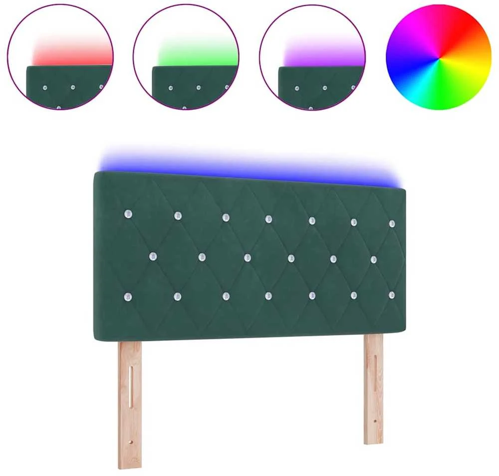 LED galvūgalis su LED juostelėmis Tamsiai žalia 90 cm Aksomas