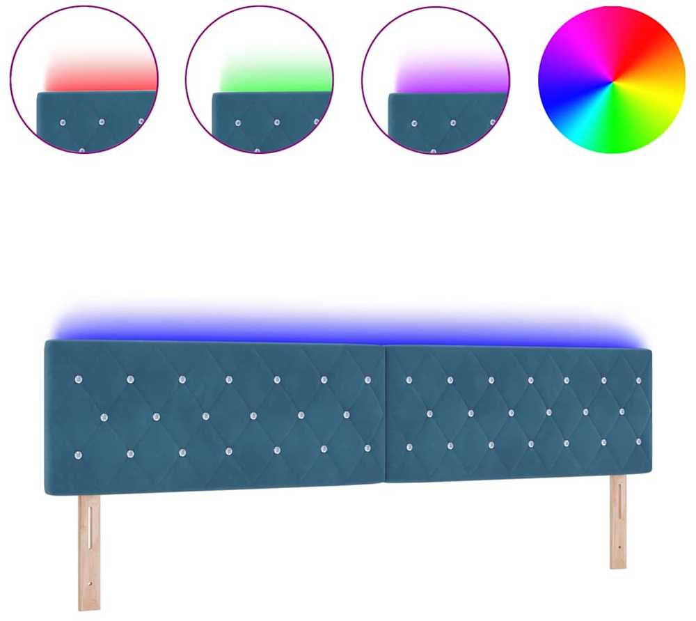 LED galvūgalis su LED juostelėmis Tamsiai mėlyna 200 cm Aksomas