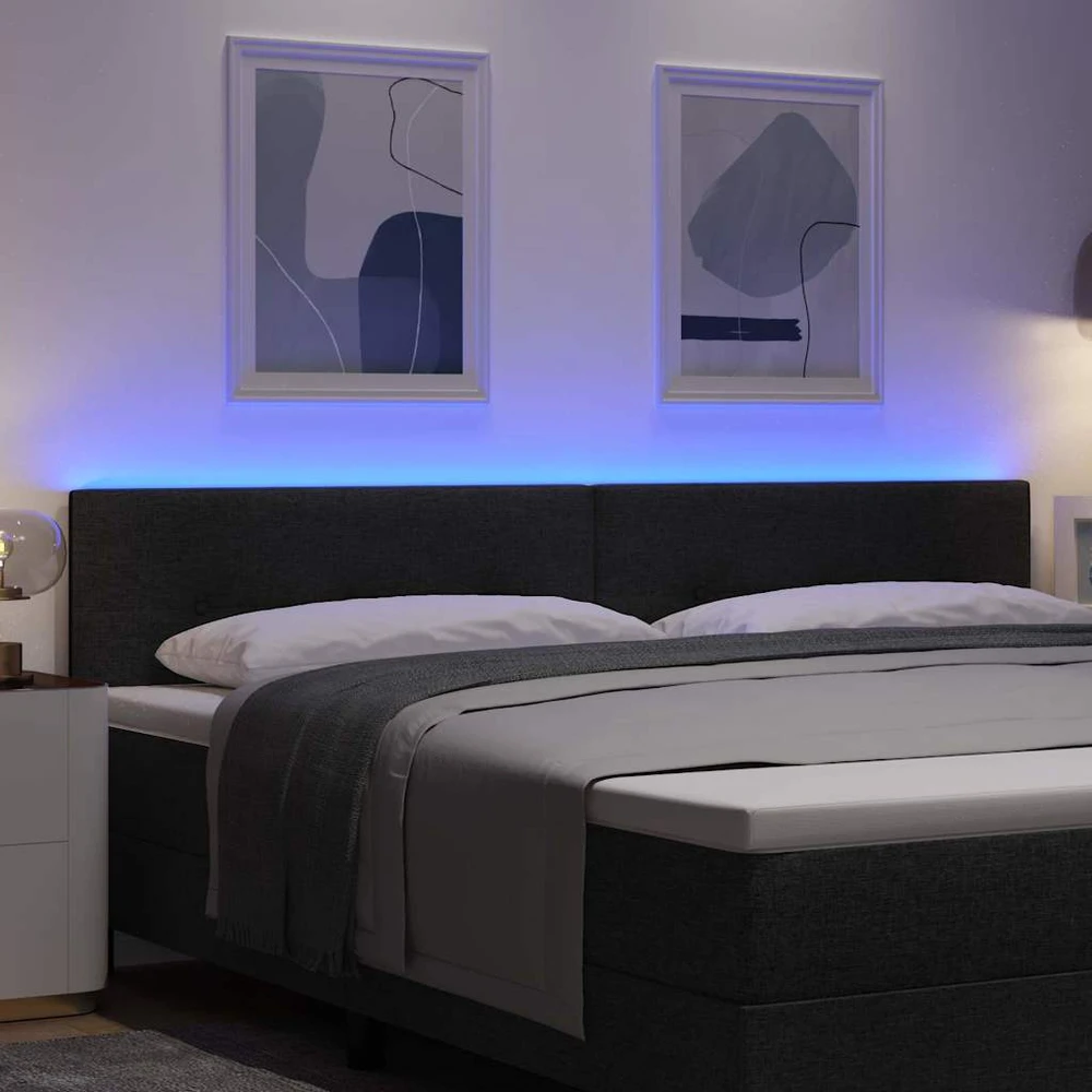 LED galvūgalis su LED juostelėmis Juodas 200 cm audinys