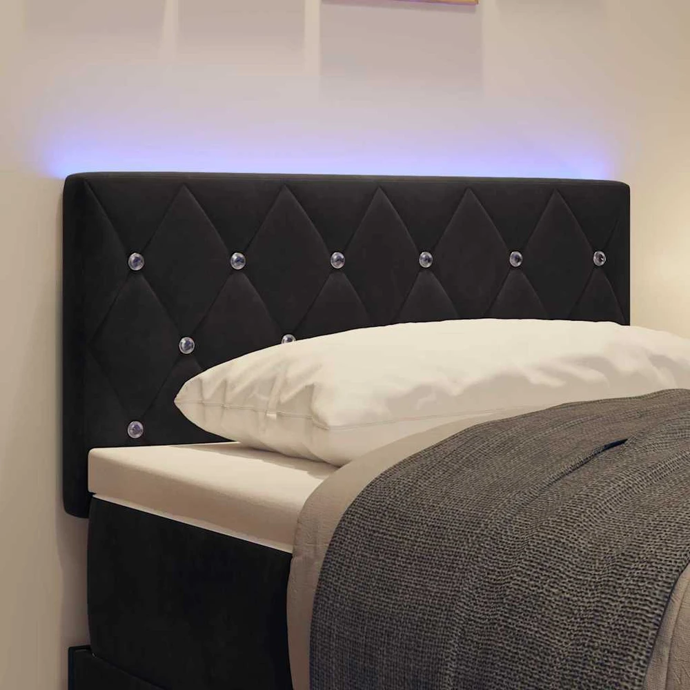 LED galvūgalis su LED juostelėmis Juodas 80 cm Aksomas