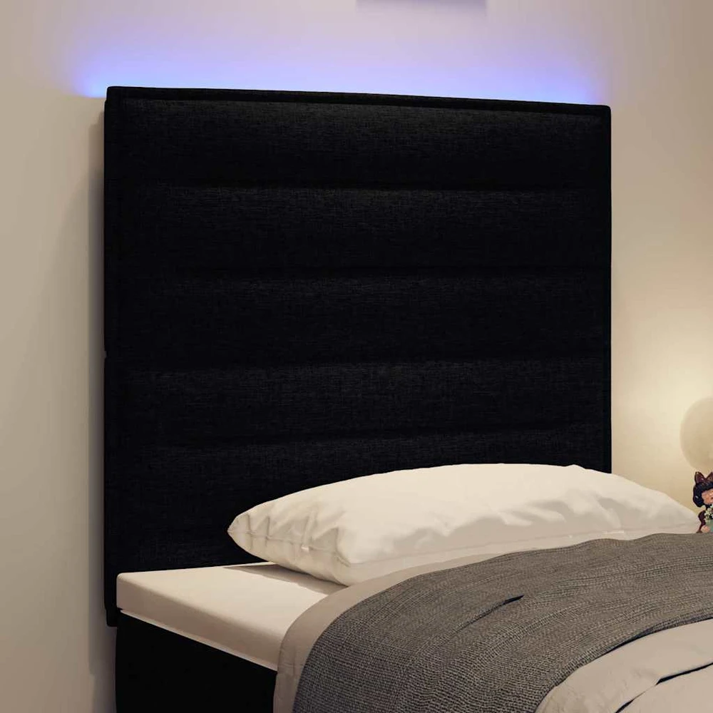 LED galvūgalis su LED juostelėmis Juodas 90 cm audinys