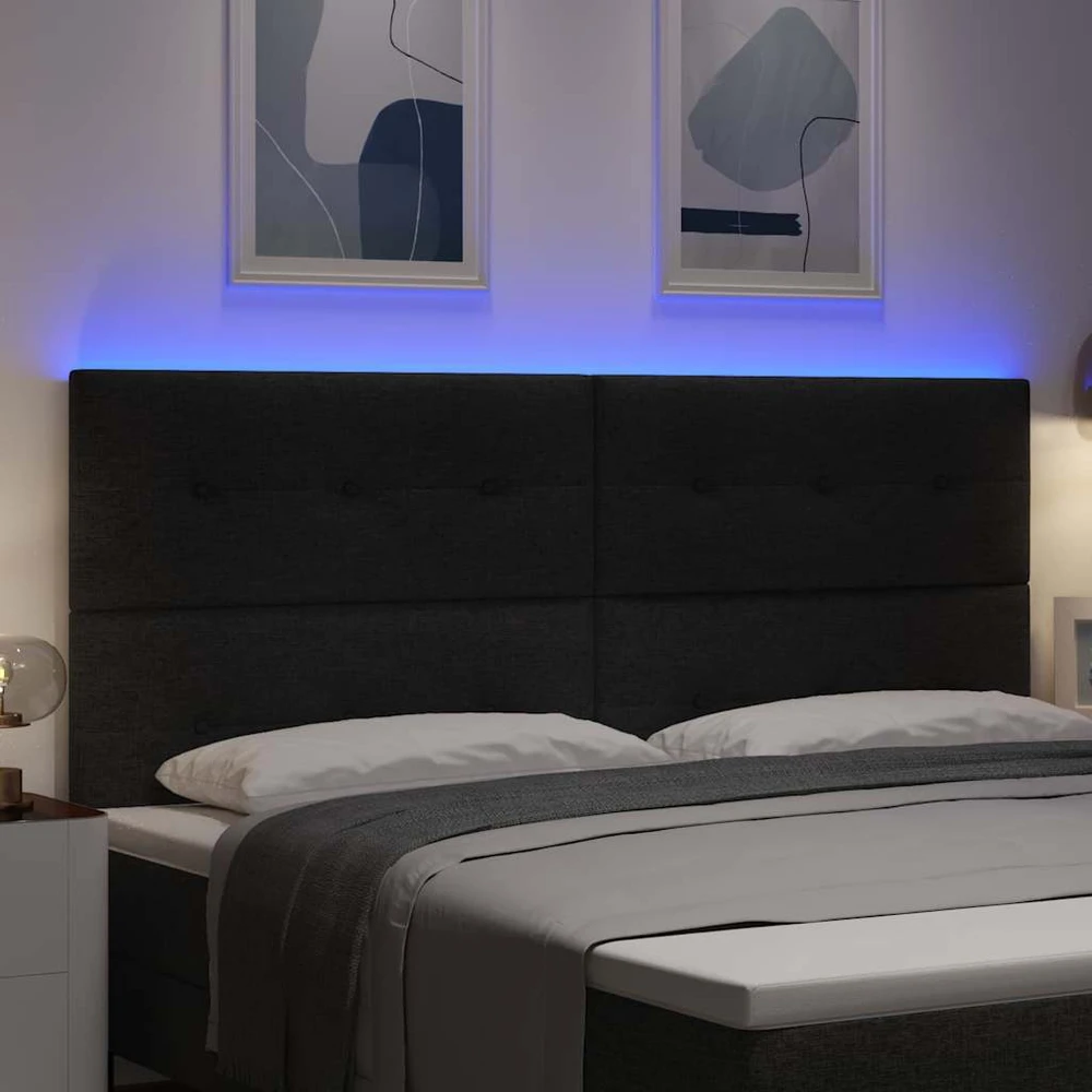 LED galvūgalis su LED juostelėmis Juodas 200 cm audinys