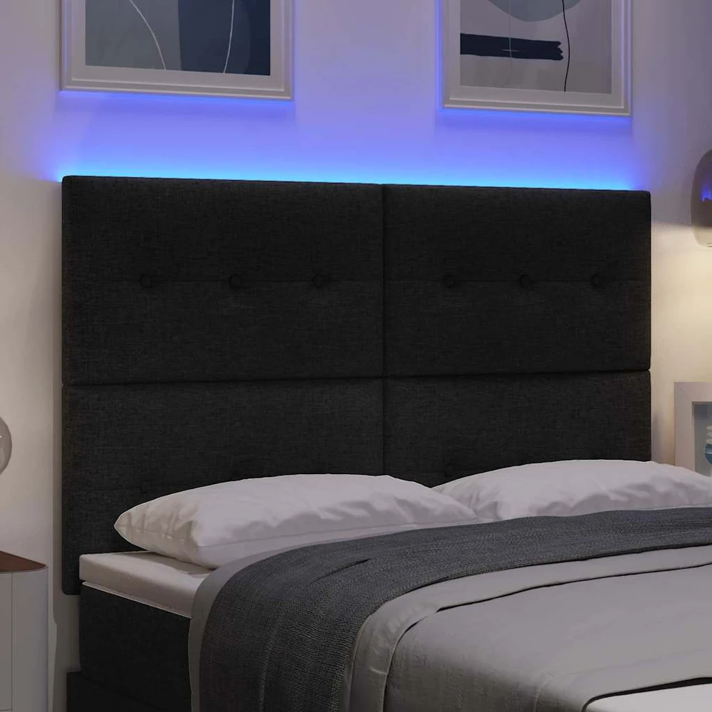LED galvūgalis su LED juostelėmis Juodas 144 cm audinys