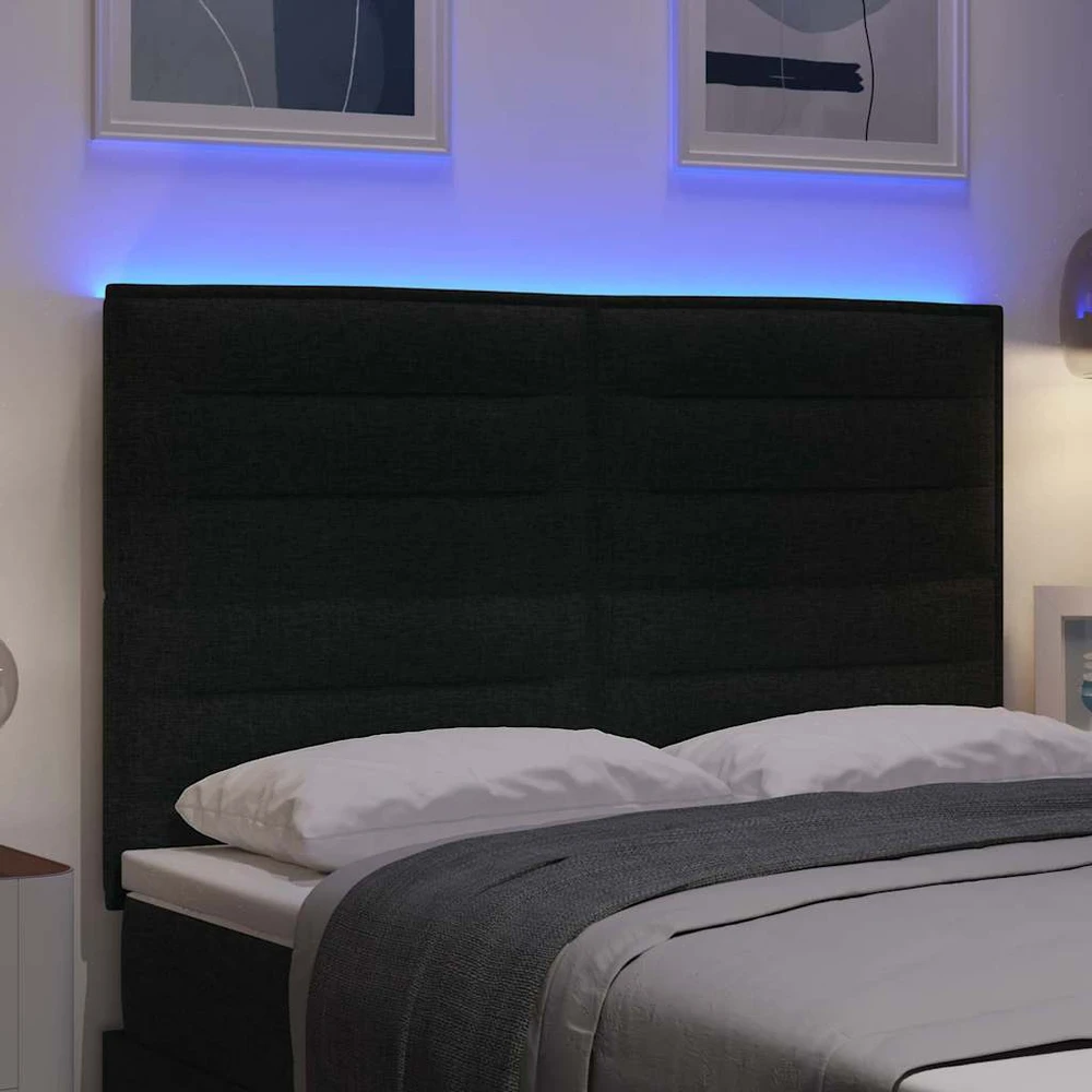 LED galvūgalis su LED juostelėmis Juodas 160 cm audinys