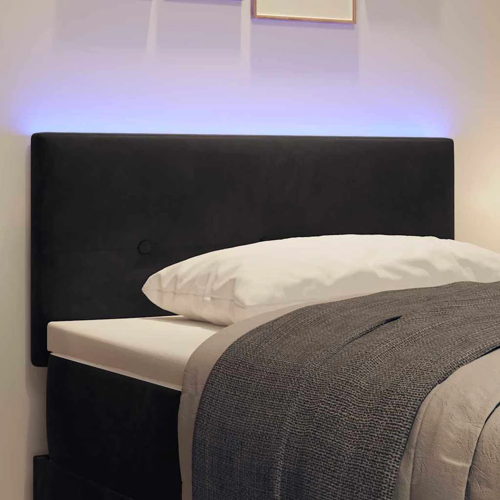 LED galvūgalis su LED juostelėmis Juodas 90 cm Aksomas