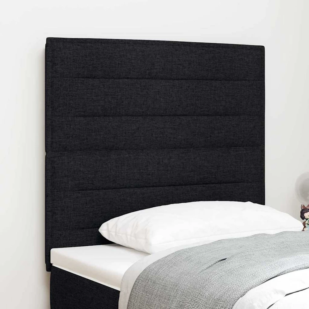 LED galvūgalis su LED juostelėmis Juodas 90 cm audinys