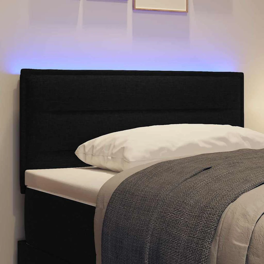 LED galvūgalis su LED juostelėmis Juodas 90 cm audinys