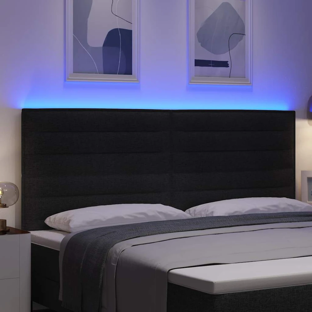 LED galvūgalis su LED juostelėmis Juodas 200 cm audinys
