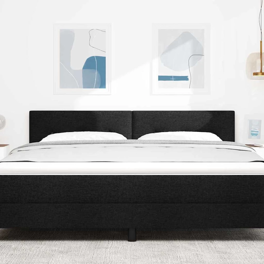 LED galvūgalis su LED juostelėmis Juodas 180 cm audinys