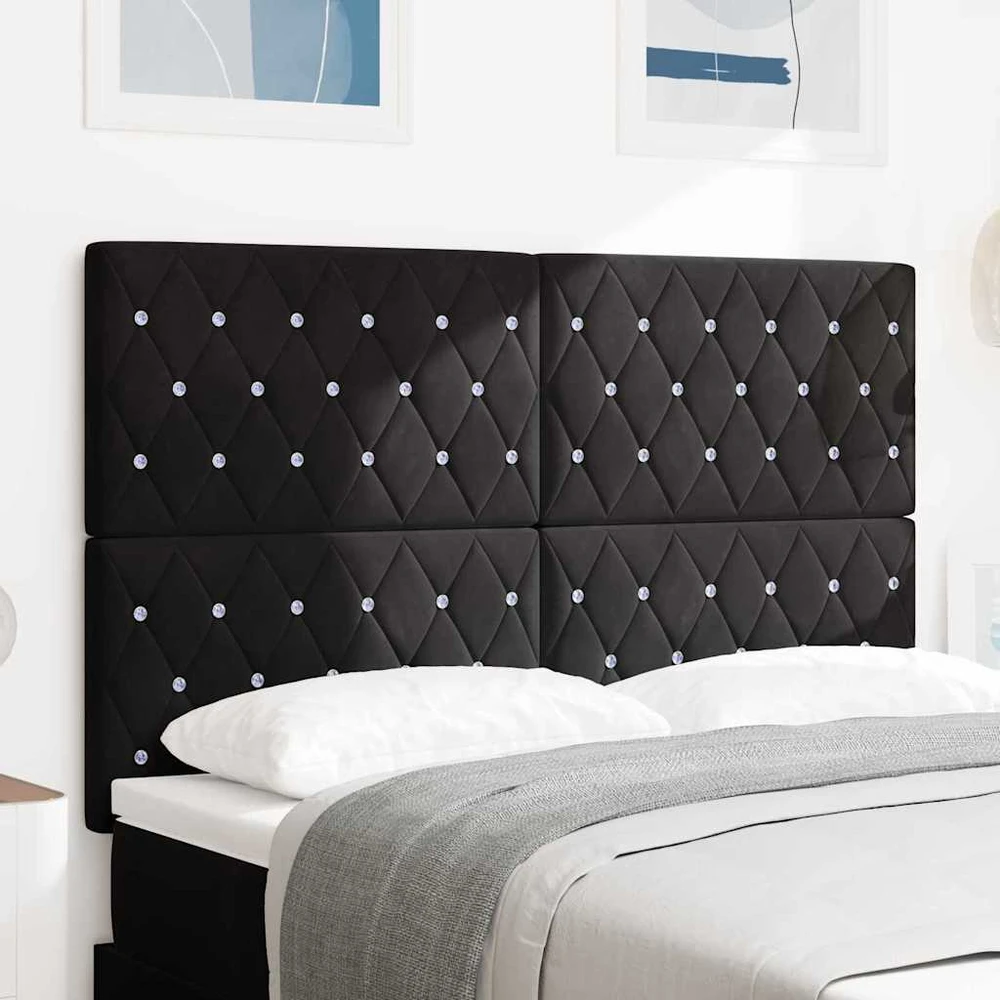 LED galvūgalis su LED juostelėmis Juodas 160 cm Aksomas