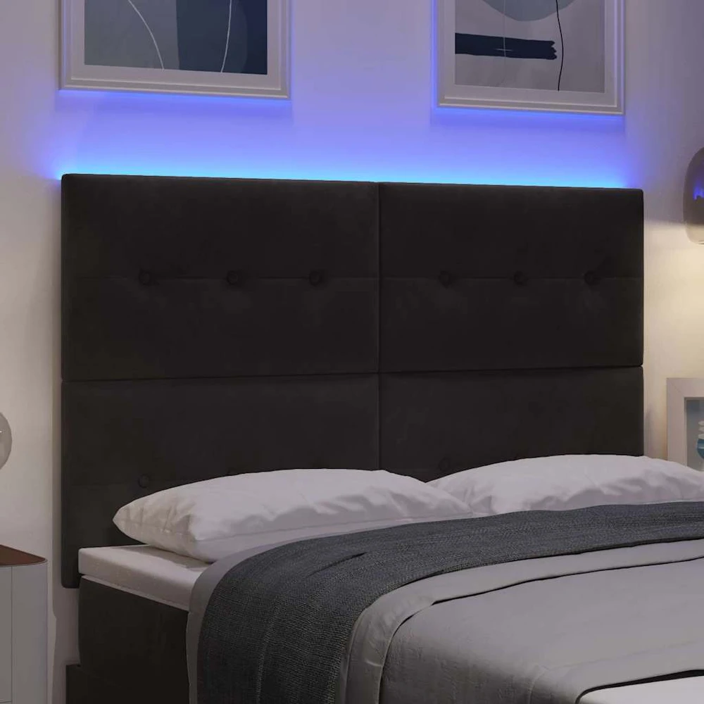 LED galvūgalis su LED juostelėmis Juodas 144 cm Aksomas
