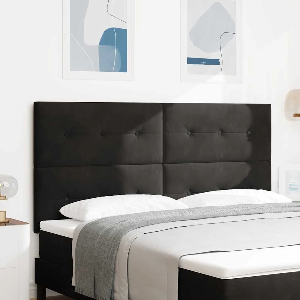 LED galvūgalis su LED juostelėmis Juodas 180 cm Aksomas