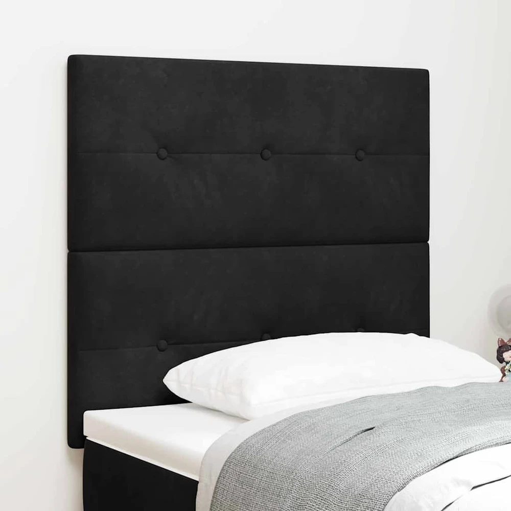 LED galvūgalis su LED juostelėmis Juodas 90 cm Aksomas
