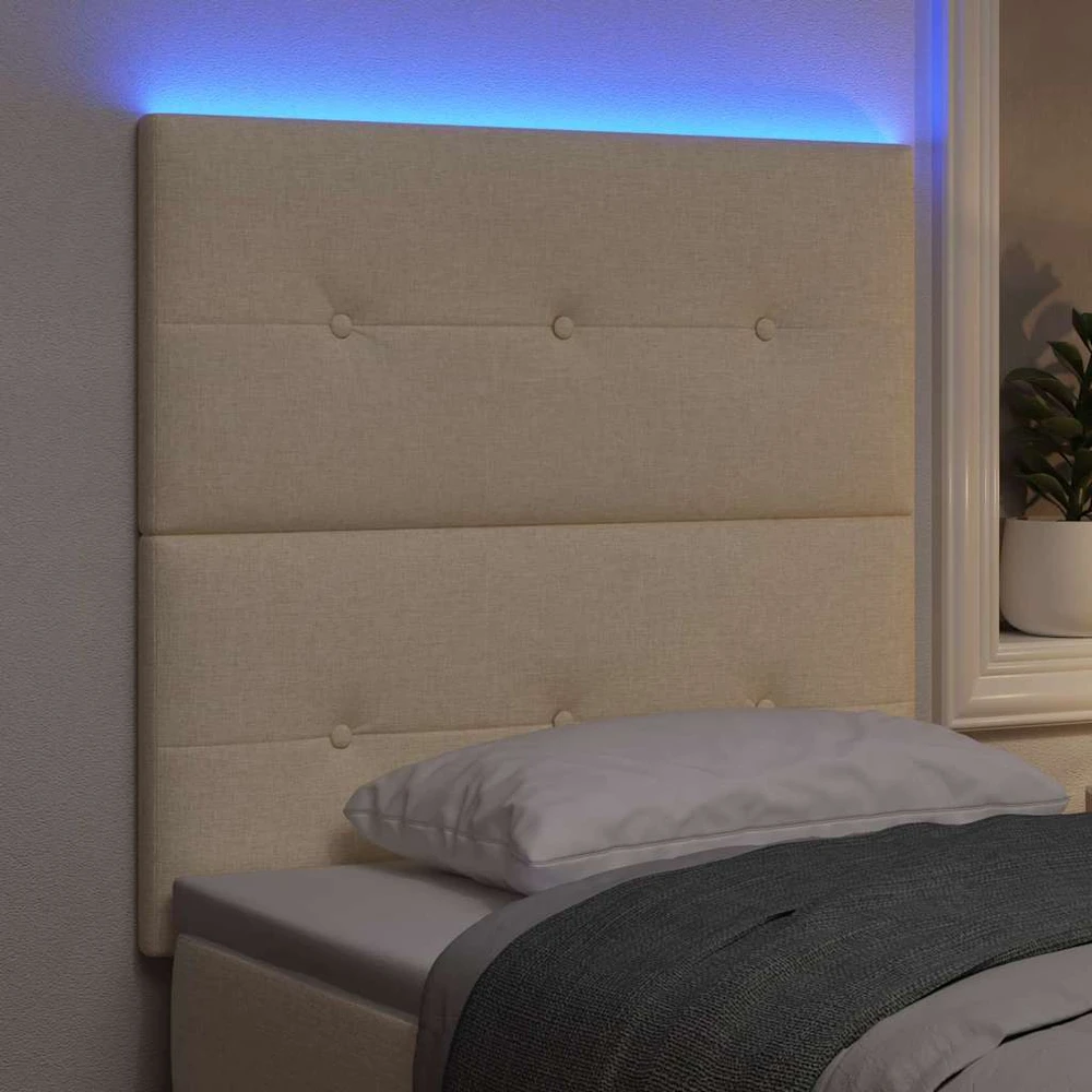 LED galvūgalis su LED juostelėmis Kreminė 100 cm audinys